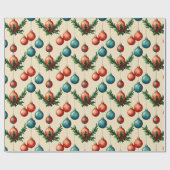 Papier Cadeau Papier d'enveloppement d'arbre de Noël Vintage (Plat)