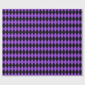 Papier Cadeau Papier d'enveloppement d'arlequins noirs et violet (Plat)