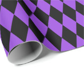 Papier Cadeau Papier d'enveloppement d'arlequins noirs et violet (Coin rond)
