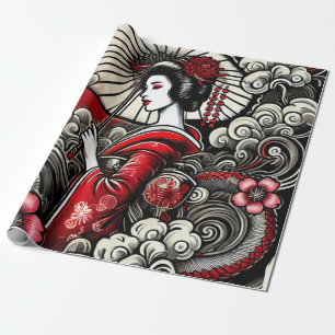 Papier Cadeau Papier d'enveloppement d'art Geisha - Enveloppemen