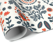 Papier Cadeau Papier d'enveloppement d'art populaire scandinave (Coin rond)