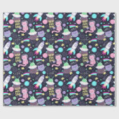 Papier Cadeau Papier d'enveloppement d'astronautes animaux (Plat)