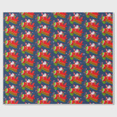 Papier Cadeau Papier d'enveloppement d'avion volant père Noël (Plat)