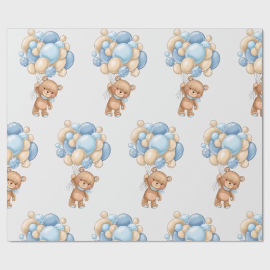 Papier Cadeau Papier d'enveloppement de ballons d'ours en peluch (Plat)