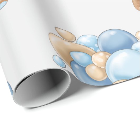 Papier Cadeau Papier d'enveloppement de ballons d'ours en peluch (Coin rond)