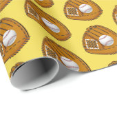 Papier Cadeau Papier d'enveloppement de baseball (Coin rond)