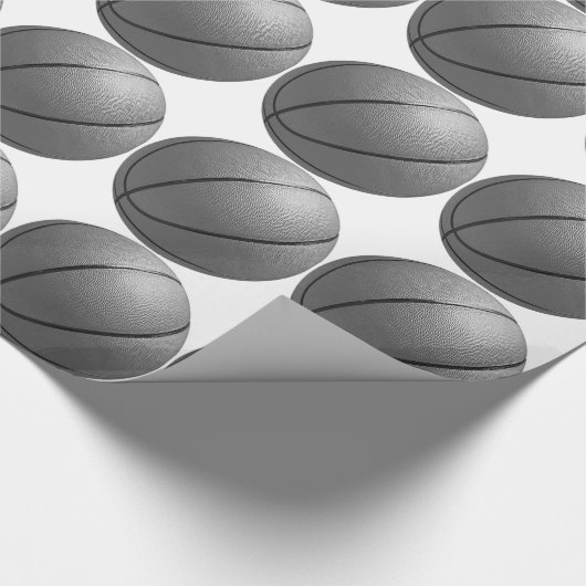 Papier Cadeau Papier d'enveloppement de basket-ball noir et blan (Coin)