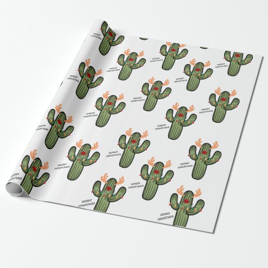 Papier Cadeau Papier d'enveloppement de cactus de Noël (Déroulé)