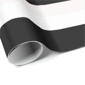 Papier Cadeau Papier d'enveloppement de cadeaux rayé noir et bla (Coin rond)