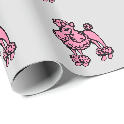 Papier Cadeau Papier d'enveloppement de caniche rose (Coin rond)