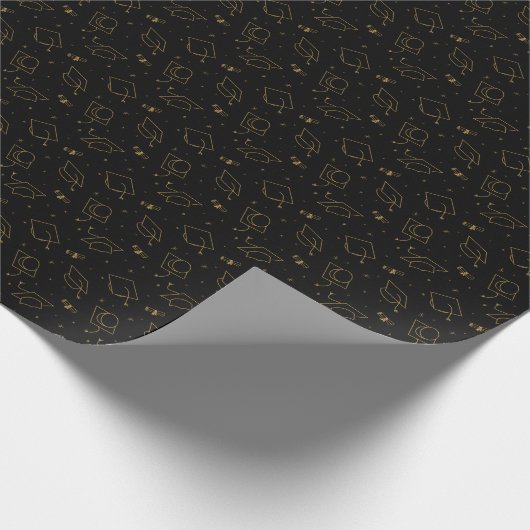 Papier Cadeau Papier d'enveloppement de capuchon noir et or (Coin)