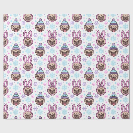 Papier Cadeau Papier d'enveloppement de Carlins de Noël (Plat)