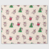 Papier Cadeau Papier d'enveloppement de Carlins de Noël (Plat)