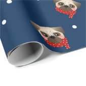 Papier Cadeau Papier d'enveloppement de Carlins de Noël (Coin rond)