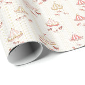 Papier Cadeau Papier d'enveloppement de carrousel Vintage rose (Coin rond)