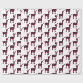 Papier Cadeau Papier d'enveloppement de cerfs de Noël Tartan (Plat)