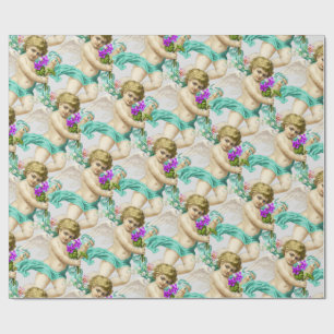 Papier Cadeau Papier d'enveloppement de cerubs d'aqua gris