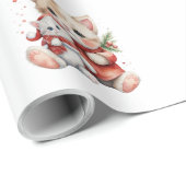 Papier Cadeau Papier d'enveloppement de chatons de Noël adorable (Coin rond)