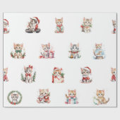 Papier Cadeau Papier d'enveloppement de chatons de Noël adorable (Plat)