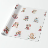 Papier Cadeau Papier d'enveloppement de chatons de Noël adorable (Déroulé)