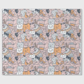 Papier Cadeau Papier d'enveloppement de chats adorables (Plat)