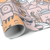 Papier Cadeau Papier d'enveloppement de chats adorables (Coin rond)