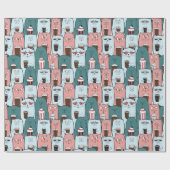 Papier Cadeau Papier d'enveloppement de chats adorables (Plat)