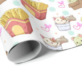 Papier Cadeau Papier d'enveloppement de chats adorables (Coin rond)