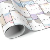 Papier Cadeau Papier d'enveloppement de chats adorables (Coin rond)