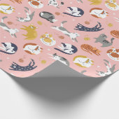 Papier Cadeau Papier d'enveloppement de chats adorables (Coin)