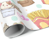 Papier Cadeau Papier d'enveloppement de chats adorables (Coin rond)