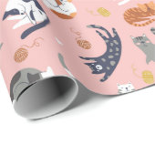 Papier Cadeau Papier d'enveloppement de chats adorables (Coin rond)