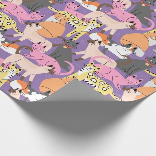 Papier Cadeau Papier d'enveloppement de chats adorables (Coin)