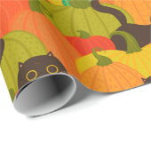 Papier Cadeau Papier d'enveloppement de chats citrouilles (Coin rond)