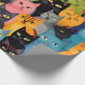 Papier Cadeau Papier d'enveloppement de chats coloré (Coin)
