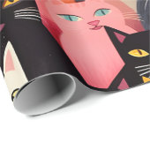 Papier Cadeau Papier d'enveloppement de chats coloré (Coin rond)