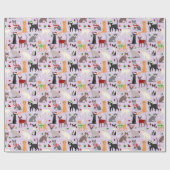 Papier Cadeau Papier d'enveloppement de chats de Noël (Plat)