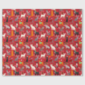 Papier Cadeau Papier d'enveloppement de chats de Noël (Plat)