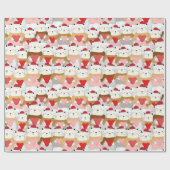 Papier Cadeau Papier d'enveloppement de chats de Noël (Plat)