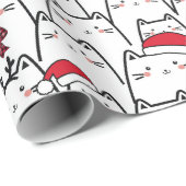 Papier Cadeau Papier d'enveloppement de chats de Noël mignon (Coin rond)