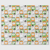 Papier Cadeau Papier d'enveloppement de chats d'Halloween (Plat)
