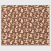 Papier Cadeau Papier d'enveloppement de chats mignons (Plat)