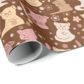 Papier Cadeau Papier d'enveloppement de chats mignons (Coin rond)