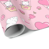 Papier Cadeau Papier d'enveloppement de chats mignons (Coin rond)