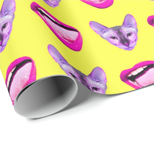 Papier Cadeau Papier d'enveloppement de chats Pop Art (Coin rond)