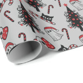 Papier Cadeau Papier d'enveloppement de chats pour fantôme et va (Coin rond)