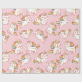 Papier Cadeau Papier d'enveloppement de chats Rainbow Unicorn (Plat)