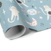 Papier Cadeau Papier d'enveloppement de chats spatiaux (Coin rond)