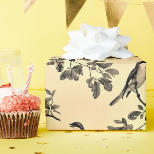 Papier Cadeau Papier d'enveloppement de chaudière jaune avec gri (Fête d'anniversaire)