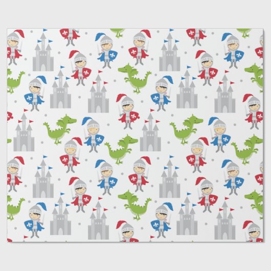 Papier Cadeau Papier d'enveloppement de chevaliers et châteaux m (Plat)